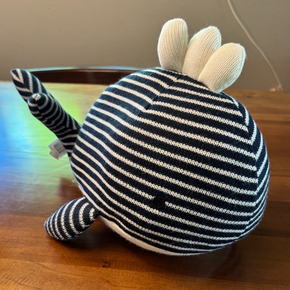 Blue and White Striped Plush Whale Heating Pad